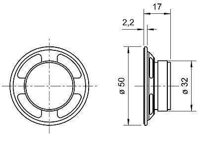 Visaton K 50 – Breitbandtreiber – 8 Ω, 2 W, Oval, Schwarz