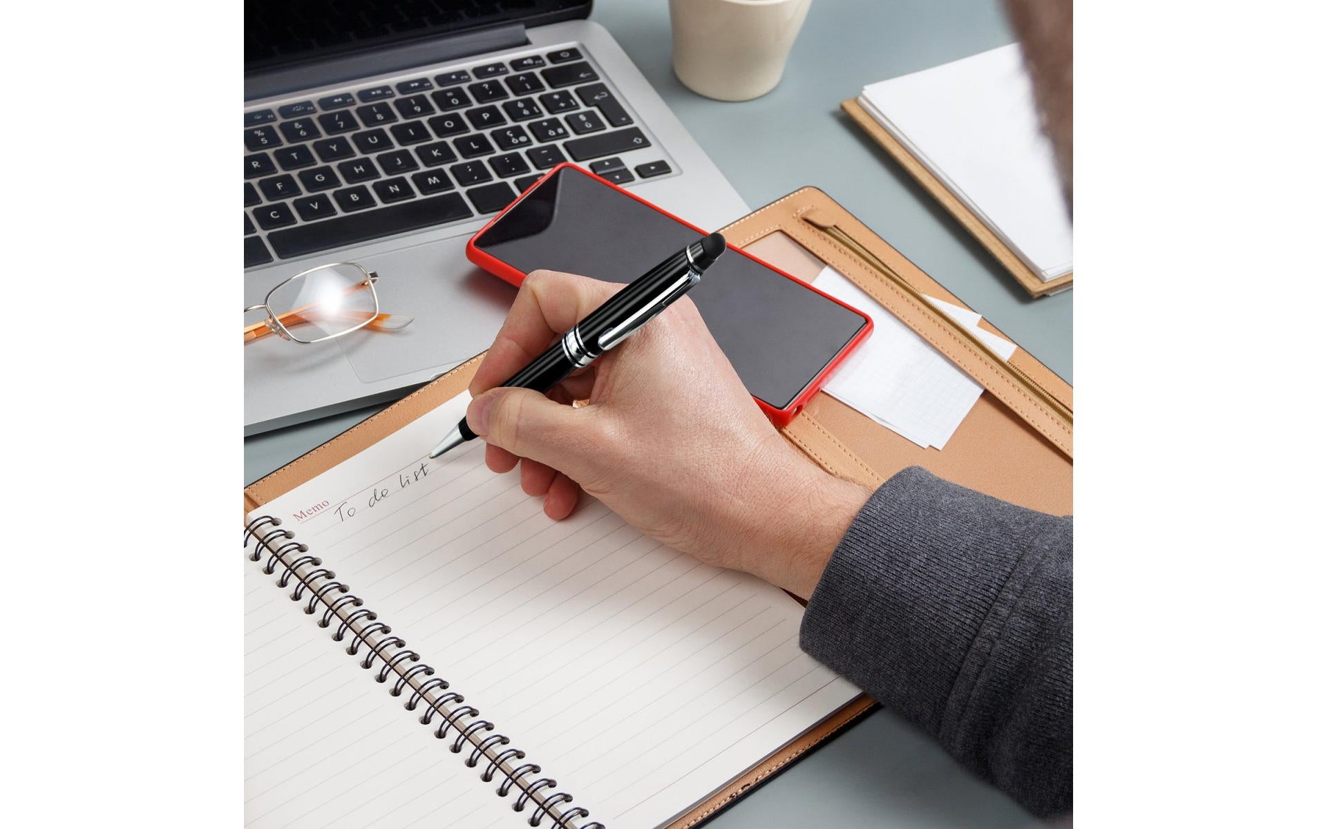 4smarts Eingabestift für Smartphone und Tablet – 2-in-1, mit Clip – Silber
