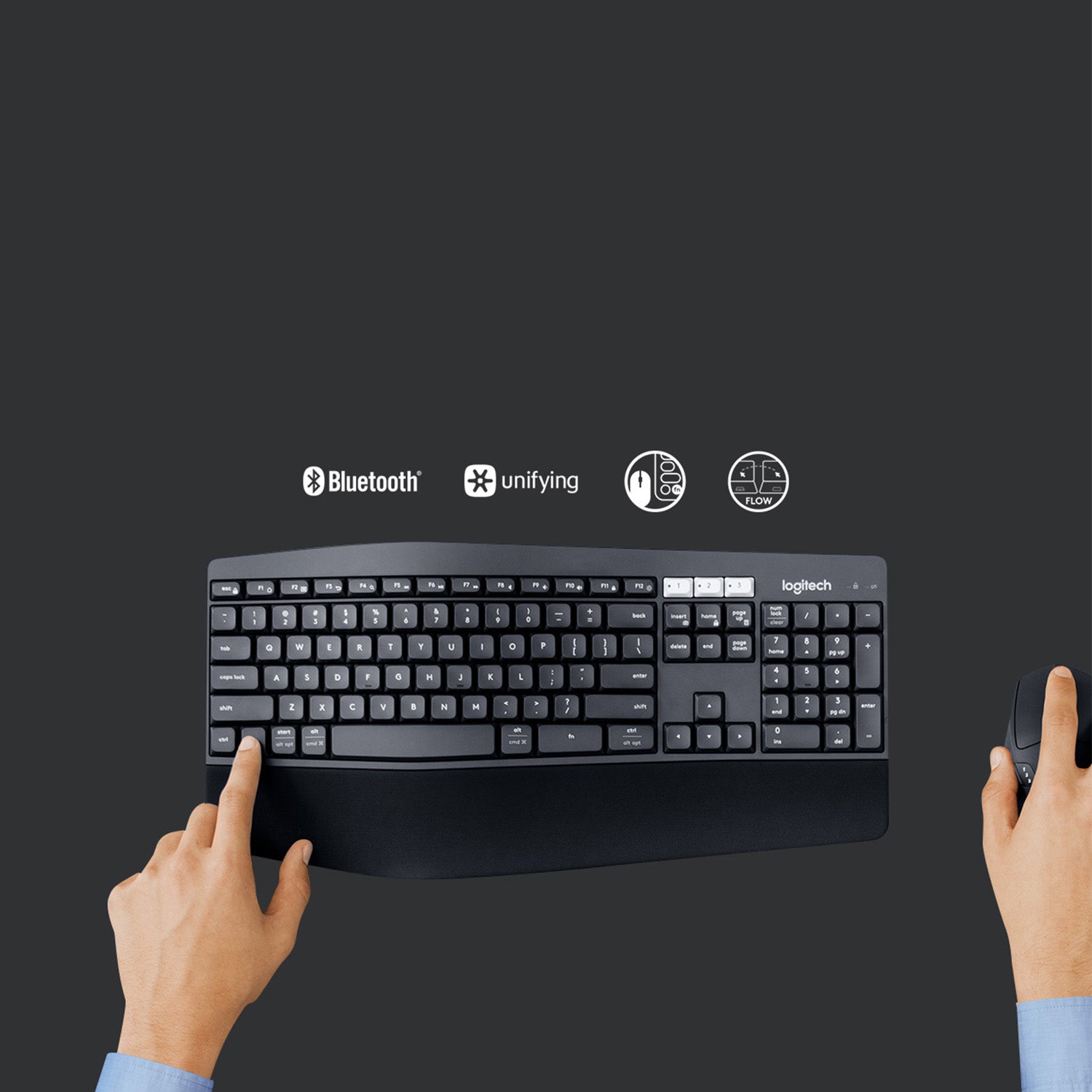 Logitech MK850 Performance – Tastatur, kabellos (Bluetooth/2,4 GHz), DE-Layout (DE)
