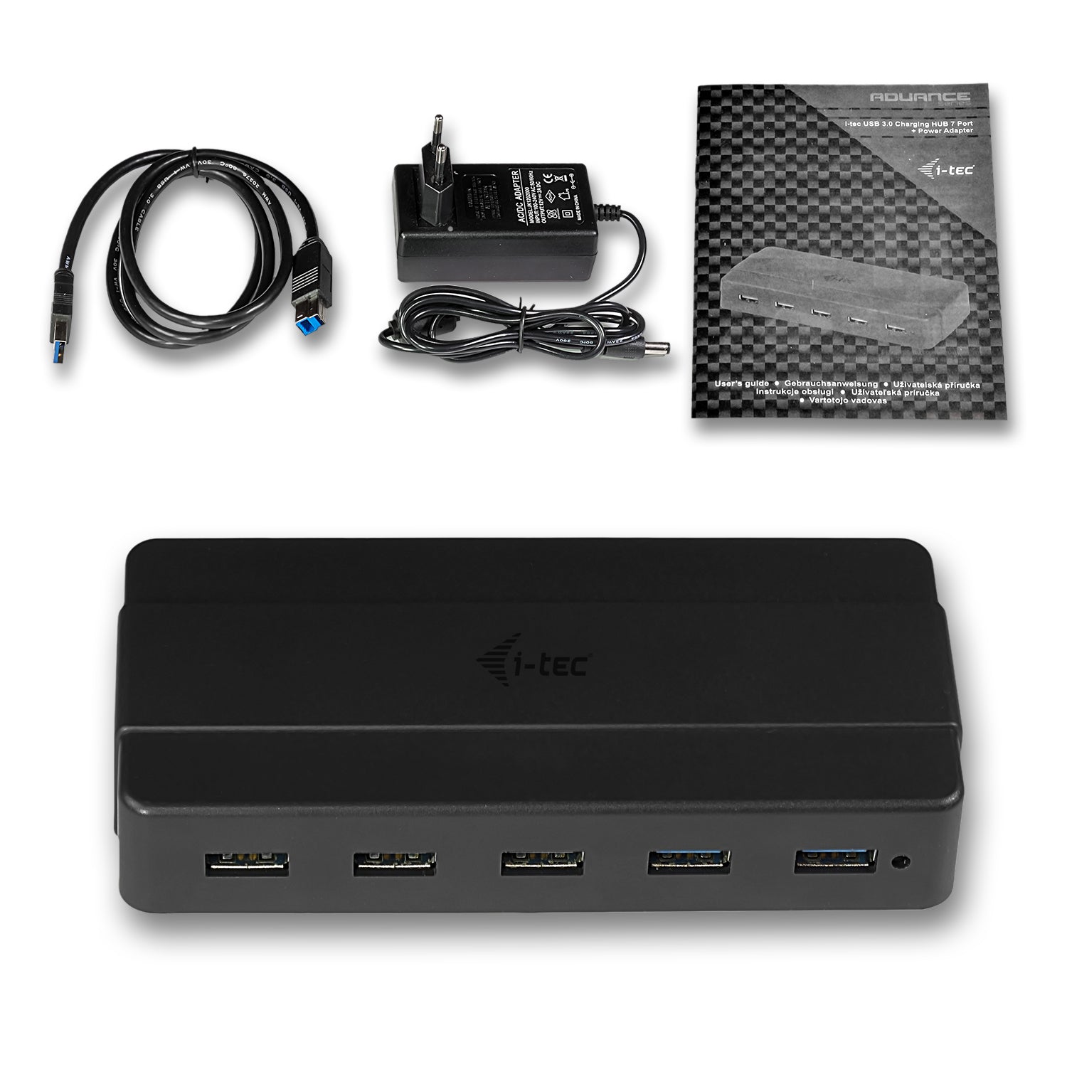 i-tec USB-Hub – USB 3.2 Gen 1, 7× USB-A, für Windows/Mac