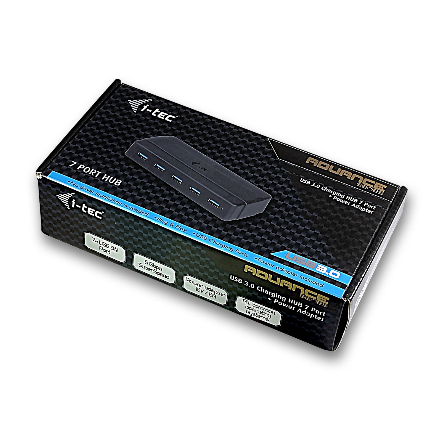 i-tec USB-Hub – USB 3.2 Gen 1, 7× USB-A, für Windows/Mac