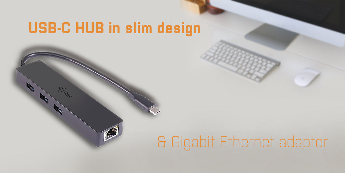 i-tec USB-Hub – USB-C, 3× USB-A, GbE, für Windows/Mac/Linux