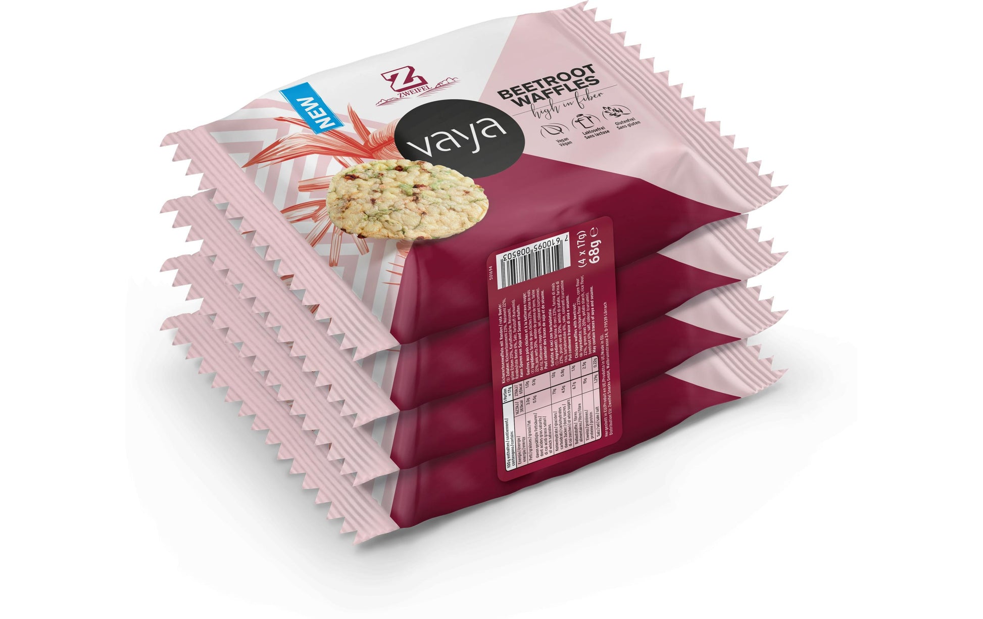 Zweifel Waffeln – Rande, vegan, glutenfrei, 4 × 17 g (68 g)