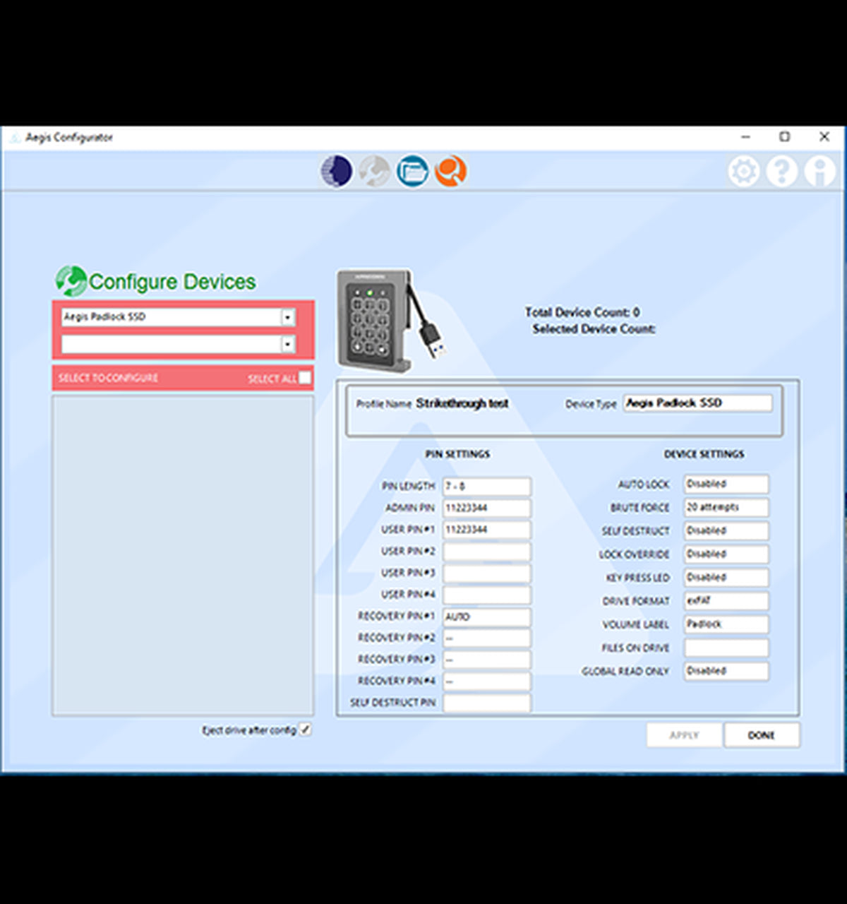 Apricorn Aegis Configurator USB-Hub – USB 3.2 Gen 1, 10× USB-A, für Windows 10/7/8