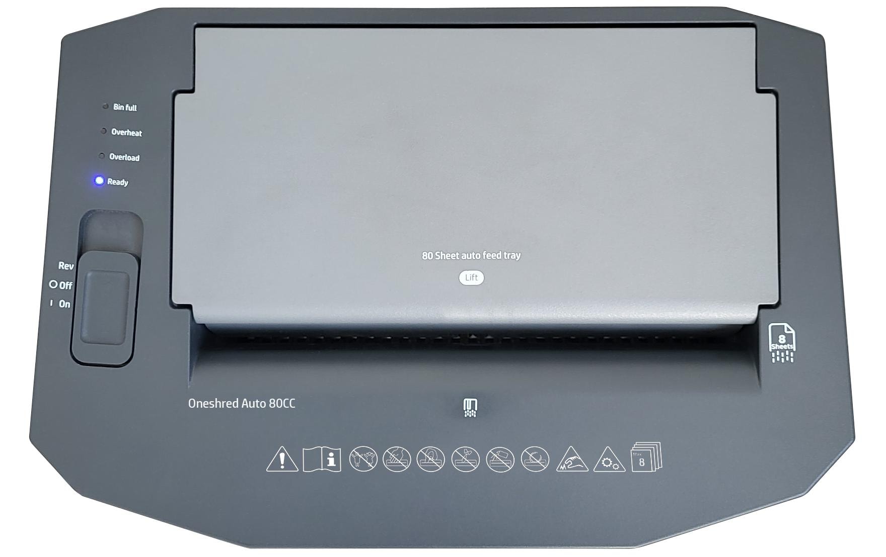 HP One Shredder Auto 80CC – Aktenvernichter, DIN P-4, Partikelschnitt 4,3 × 12 mm, 80 Blatt, 15 l