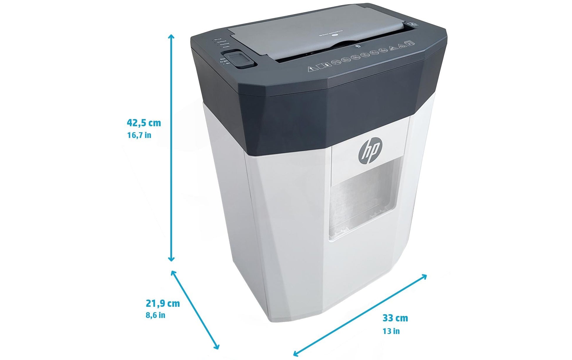 HP One Shredder Auto 80CC – Aktenvernichter, DIN P-4, Partikelschnitt 4,3 × 12 mm, 80 Blatt, 15 l