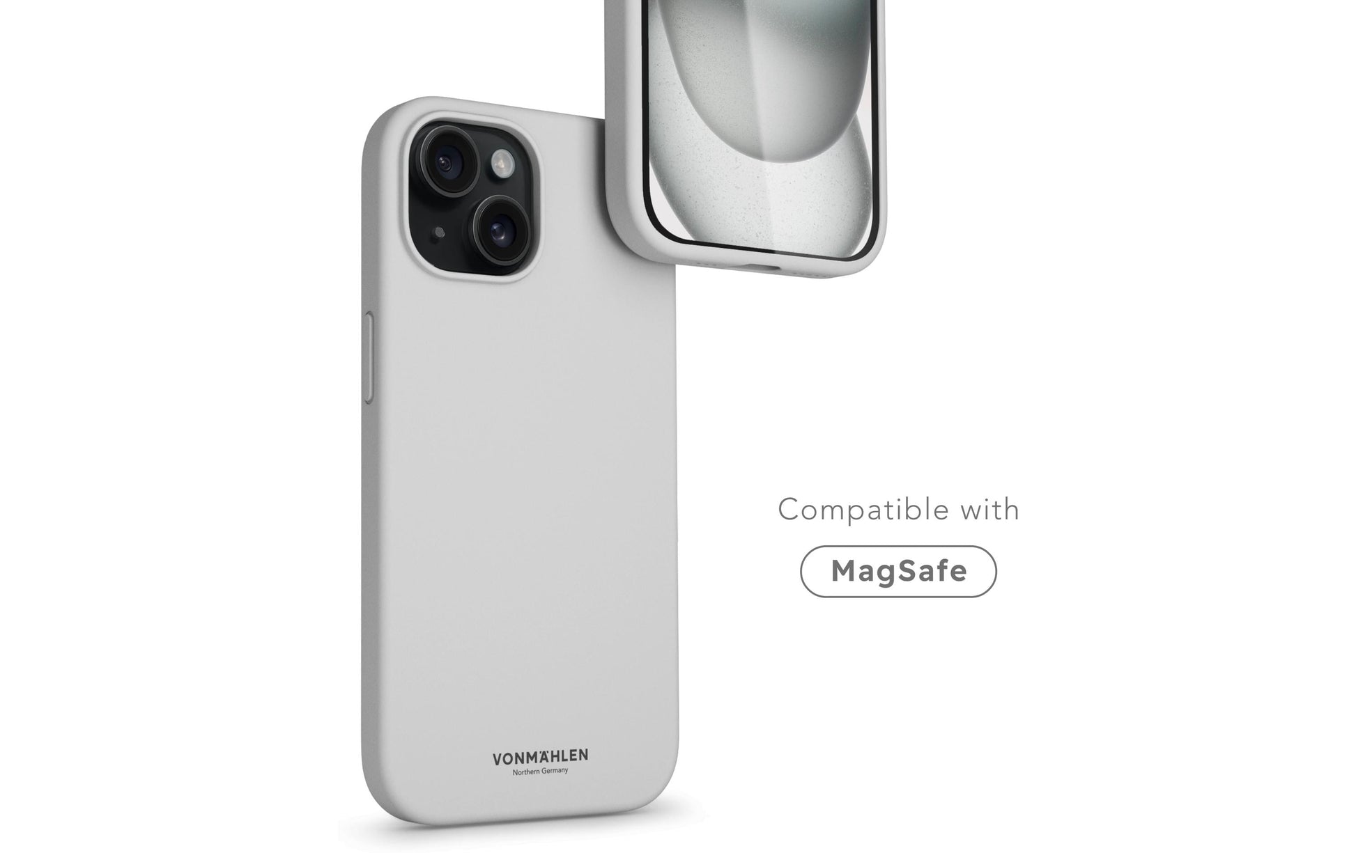 Vonmählen Backcover – für Apple iPhone 15 Plus, MagSafe, Silikon, Hellgrau