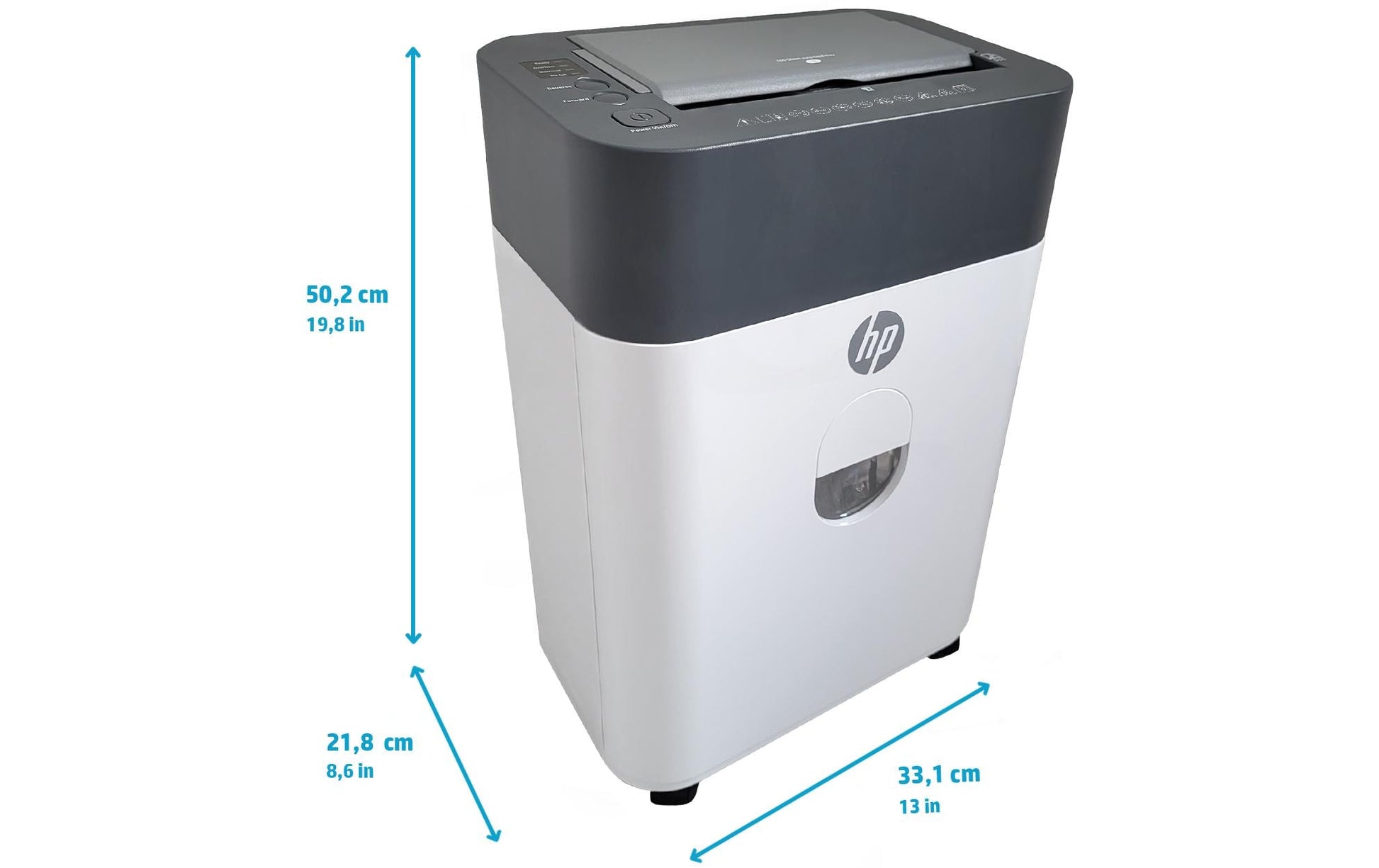 HP Aktenvernichter mit Autofeed 100 Blatt, DIN P-4, Partikelschnitt 4,3 × 12 mm, 17 l