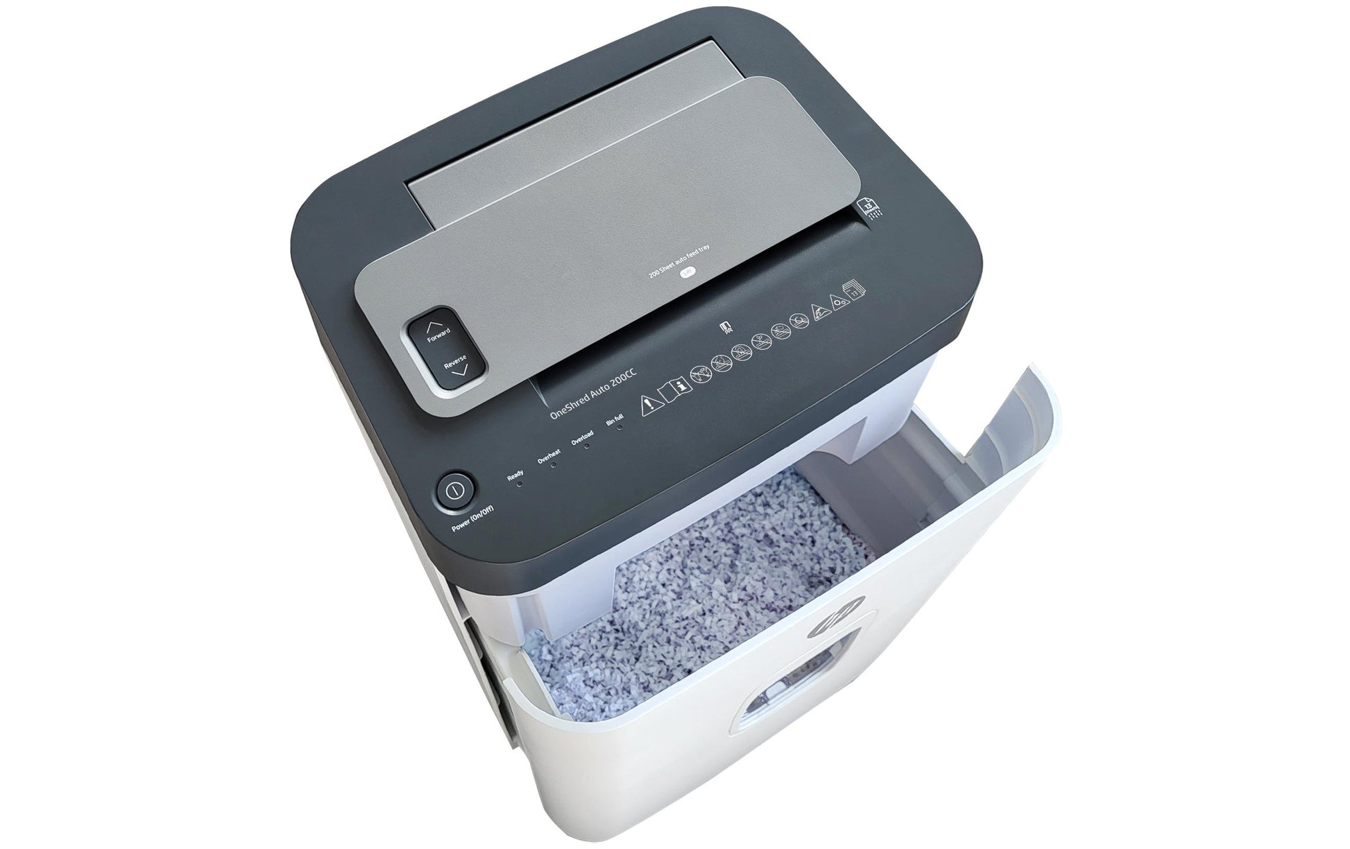 HP One Shredder Auto 200CC – Aktenvernichter mit Autofeed 200 Blatt, DIN P-4, Partikelschnitt 4,3 × 12 mm, 28