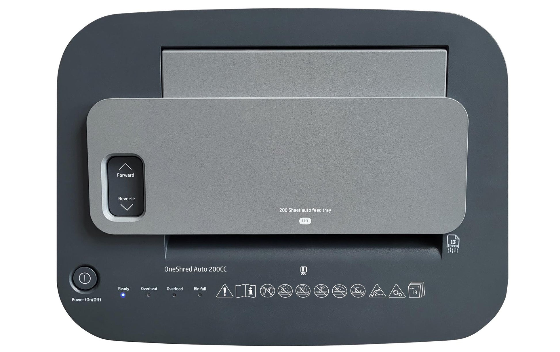 HP One Shredder Auto 200CC – Aktenvernichter mit Autofeed 200 Blatt, DIN P-4, Partikelschnitt 4,3 × 12 mm, 28