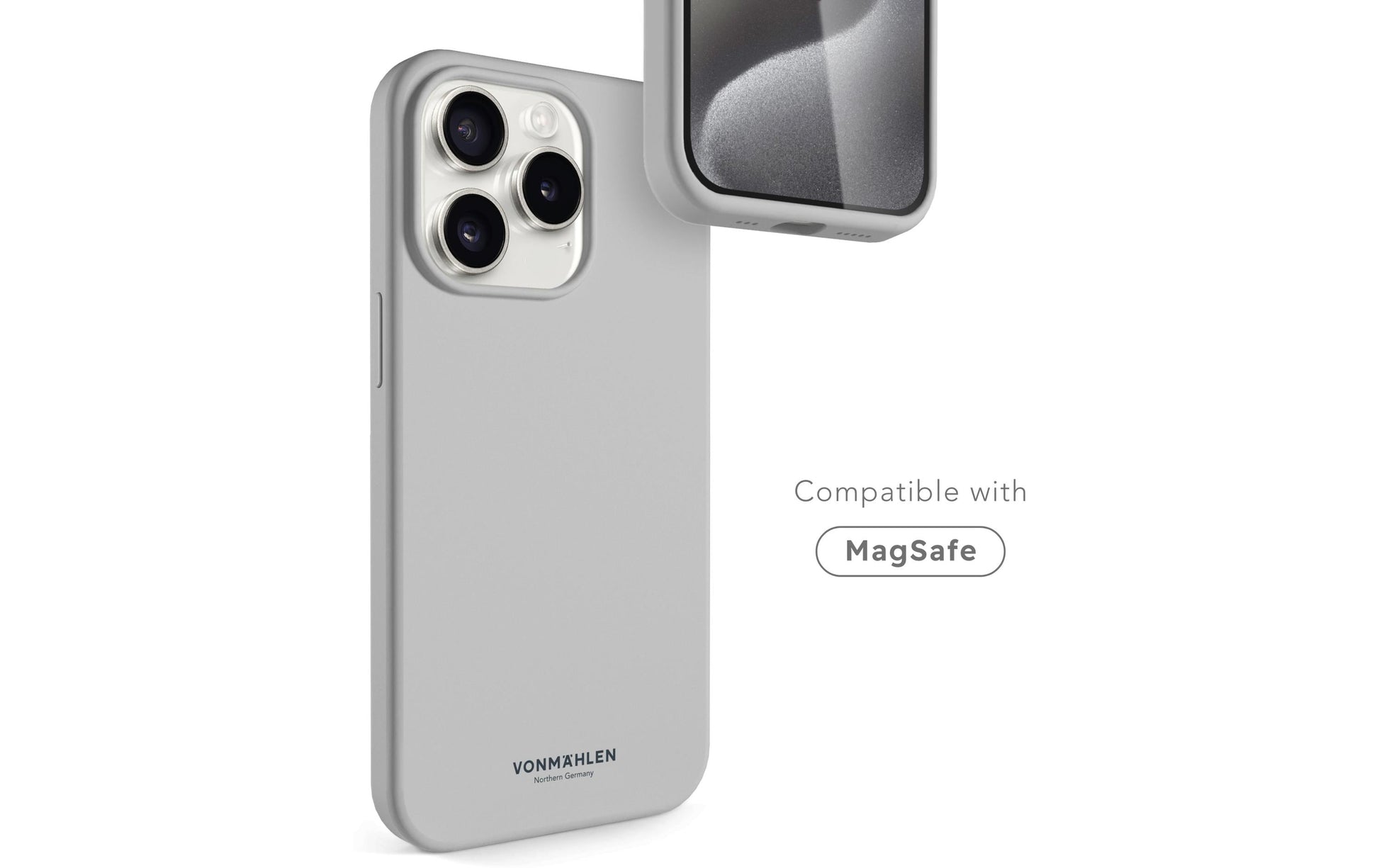 Vonmählen Eco Silikon Rückcover – für Apple iPhone 15 Pro, MagSafe, Silikon, Hellgrau