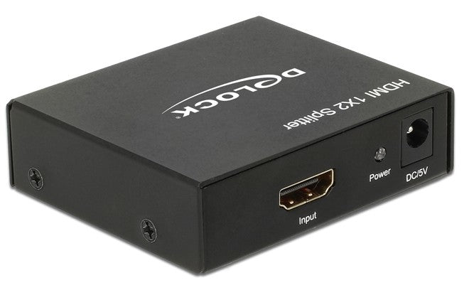DeLOCK 87701 – HDMI Splitter, 1× HDMI In / 2× HDMI Out, 4K@30 Hz, aktiv verstärkt, Netzteil, HDCP, 3D