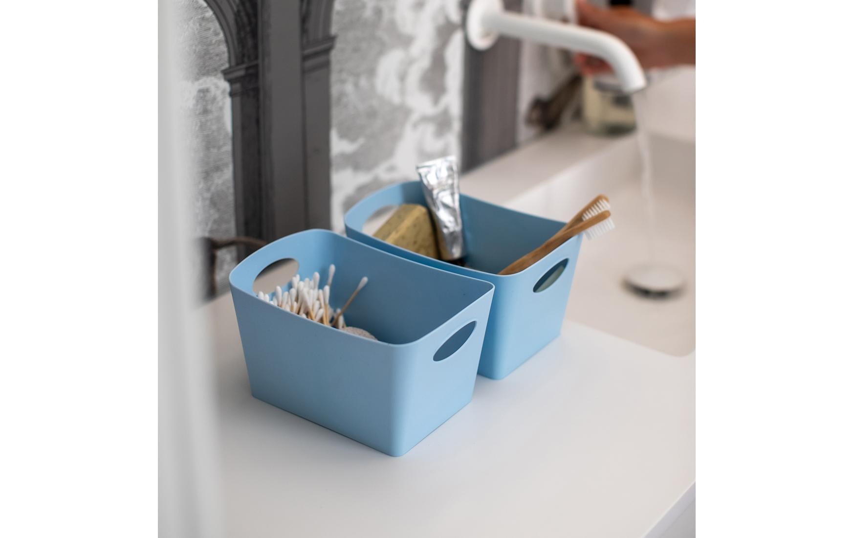 koziol Aufbewahrungsbox 1 l (mit Tragegriff) – Recycelbarer Kunststoff – Blau – 187 × 108 × 128 mm