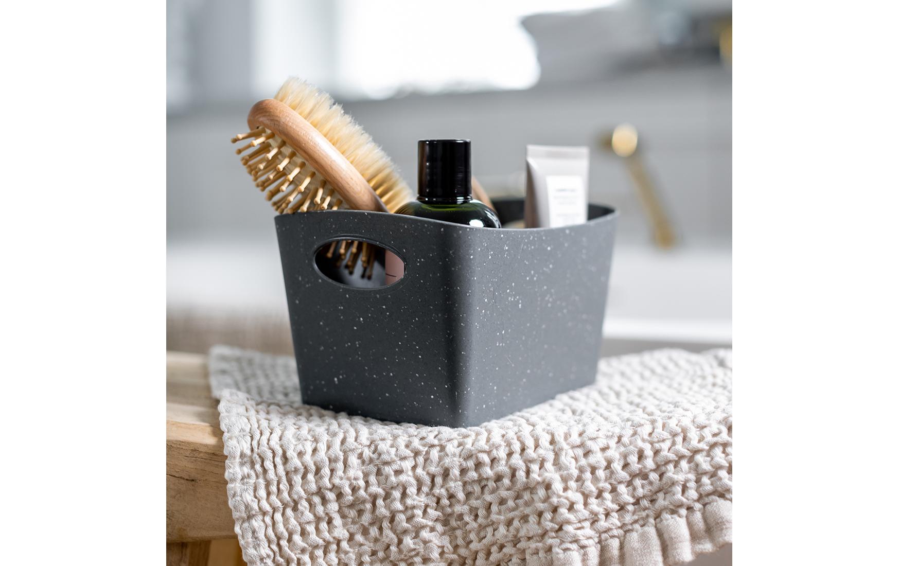 Koziol BOXXX S Aufbewahrungsbox 1 l – Recycelbarer Kunststoff – Grau – mit Griffen – 187 × 108 × 128 mm