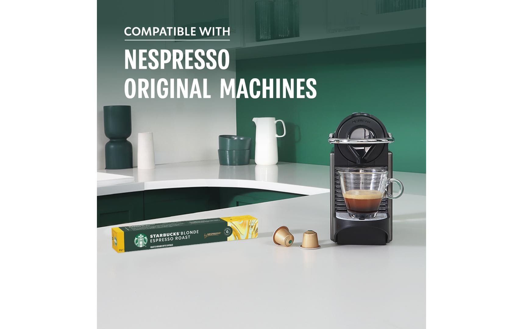 Starbucks Espresso Roast – Kapseln für Nespresso – Entkoffeiniert, Dunkel, 10 Kapseln