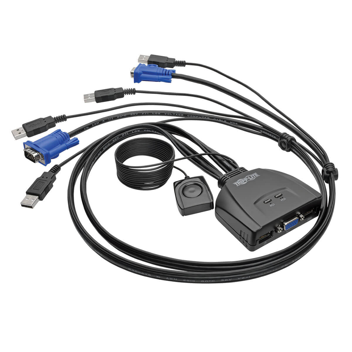 Tripp Lite B032-VU2 – 2-Port VGA KVM-Switch, USB 2.0, Audio – 2048 × 1536