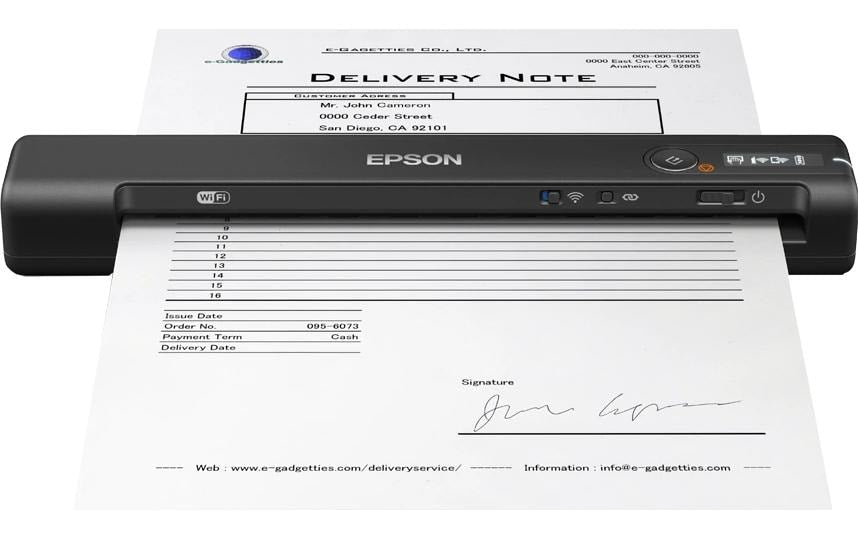 Epson WorkForce ES-60W – Mobiler Scanner, A4, 15 ppm, 600 dpi, ADF 1 Blatt, WLAN, USB