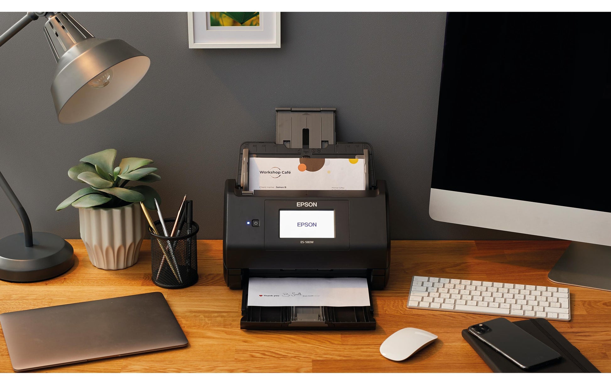 Epson WorkForce ES-580W – Dokumentenscanner, A4, Duplex, 35 ppm, 600 dpi, ADF 200 Blatt, WLAN, USB