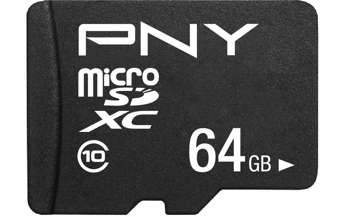 PNY Performance Plus microSDXC 64 GB – Klasse 10, inkl. SD-Adapter, Schwarz