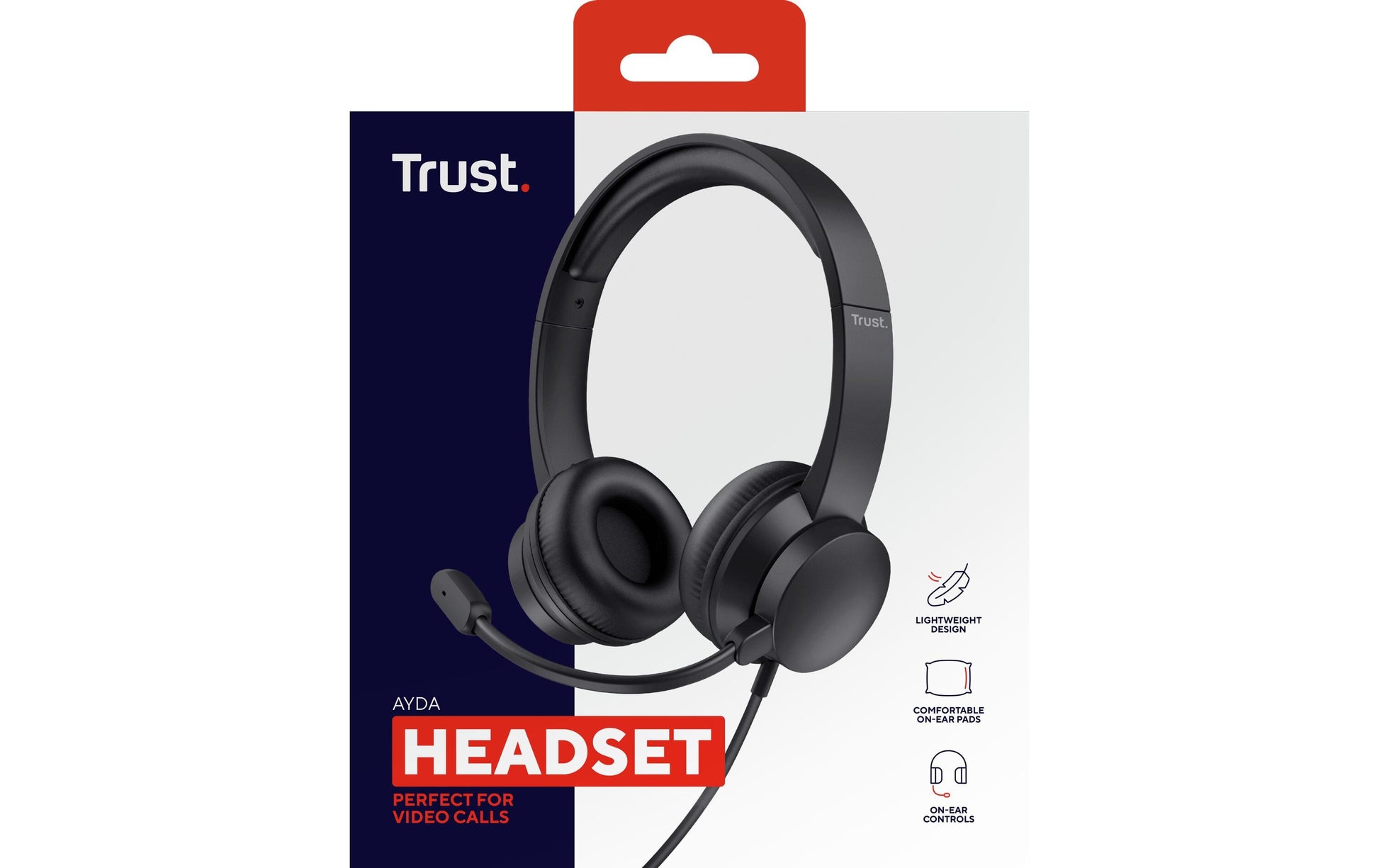 Trust Ayda Office-Headset – On-Ear, Stereo, Kabelgebunden, 3,5 mm Klinke, Schwarz
