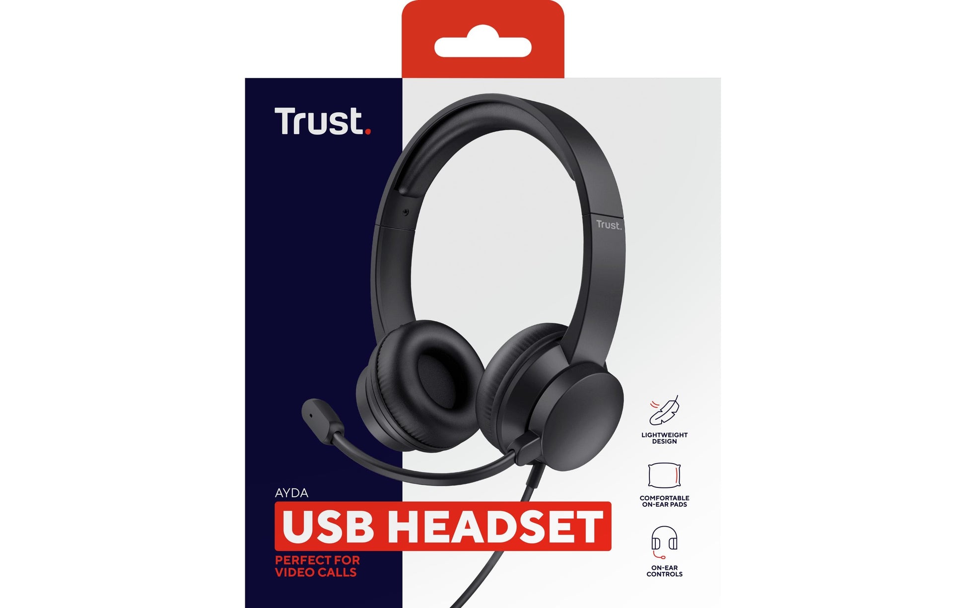 Trust Ayda – Duo Headset – USB‑A, wegklappbares Mikrofon – schwarz – für PC/Mac
