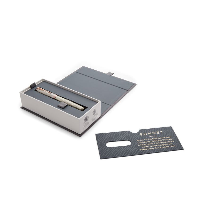 Parker Sonnet Roségold – Federspitze F – Silber, Schwarz