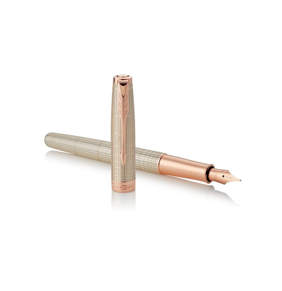 Parker Sonnet Roségold – Federspitze F – Silber, Schwarz