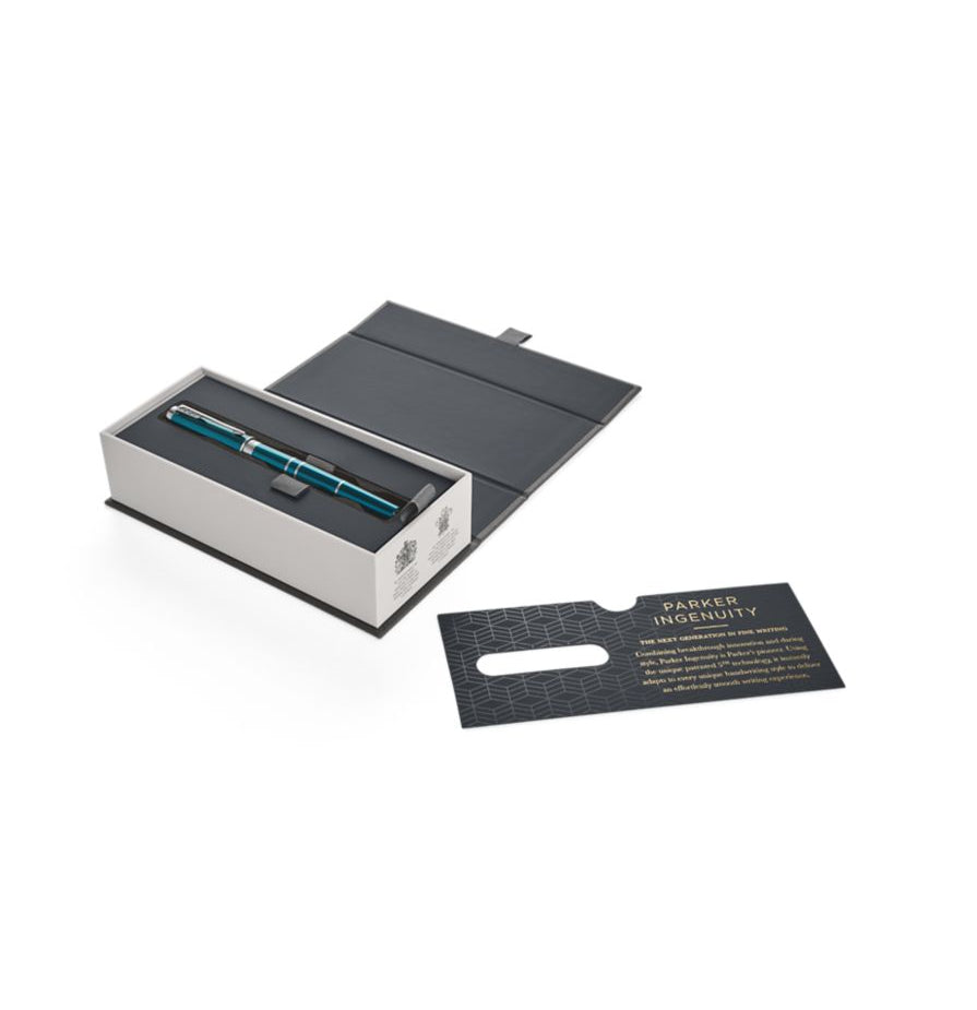 Parker Ingenuity Deluxe – Federspitze F – smaragdgrün, schwarz