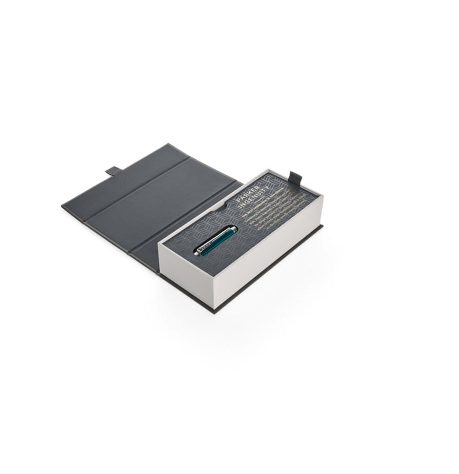 Parker Ingenuity Deluxe – Federspitze F – smaragdgrün, schwarz