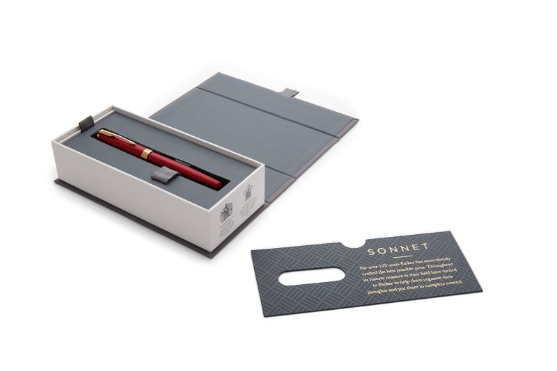 Parker Sonnet Red Lacquer G.C. – Tintenroller, F-Spitze, Schwarz