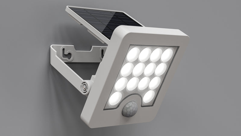 Steffen Aussenwandleuchte – 4000 K – IP65 – Solarbetrieb – mit Bewegungsmelder – Weiss, Aluminium, Stahl
