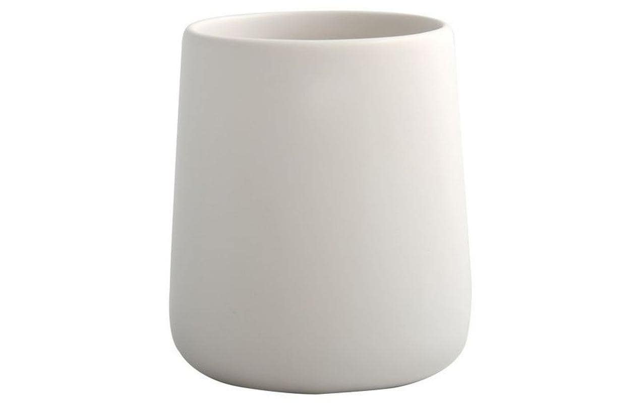 MSV Zahnputzbecher Maonie – 8,5×10 cm, Keramik, Weiss matt