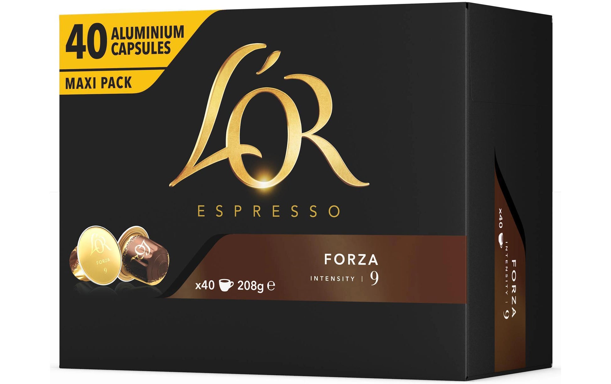 L'or Espresso 9 Forza – Kapseln für Nespresso – Espresso, Intensität 9, 40 Kapseln
