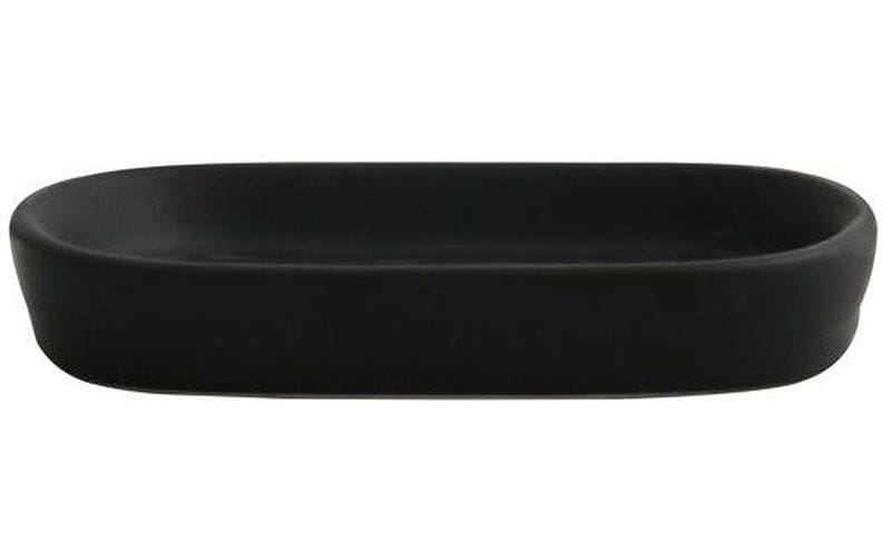 MSV Seifenschale – Keramik, 9×13,9×2,4 cm, Schwarz matt