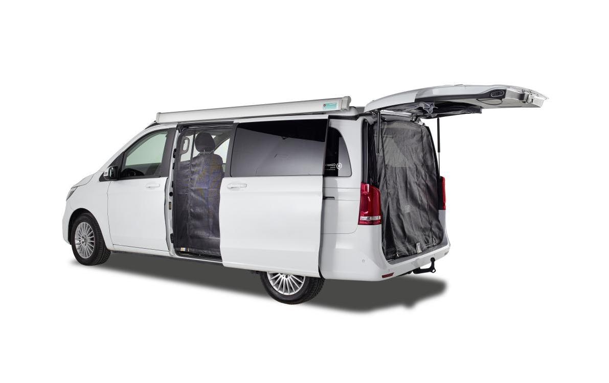 VanQuito Moskitonetz Schiebetür – Magnetreissverschluss, feinmaschig – für Mercedes-Benz (rechts) – schwarz