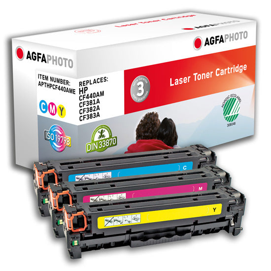 AgfaPhoto Toner-Multipack 312A – C/M/Y, 2700 Seiten – für HP CF440AM/CF381A/CF382A und andere