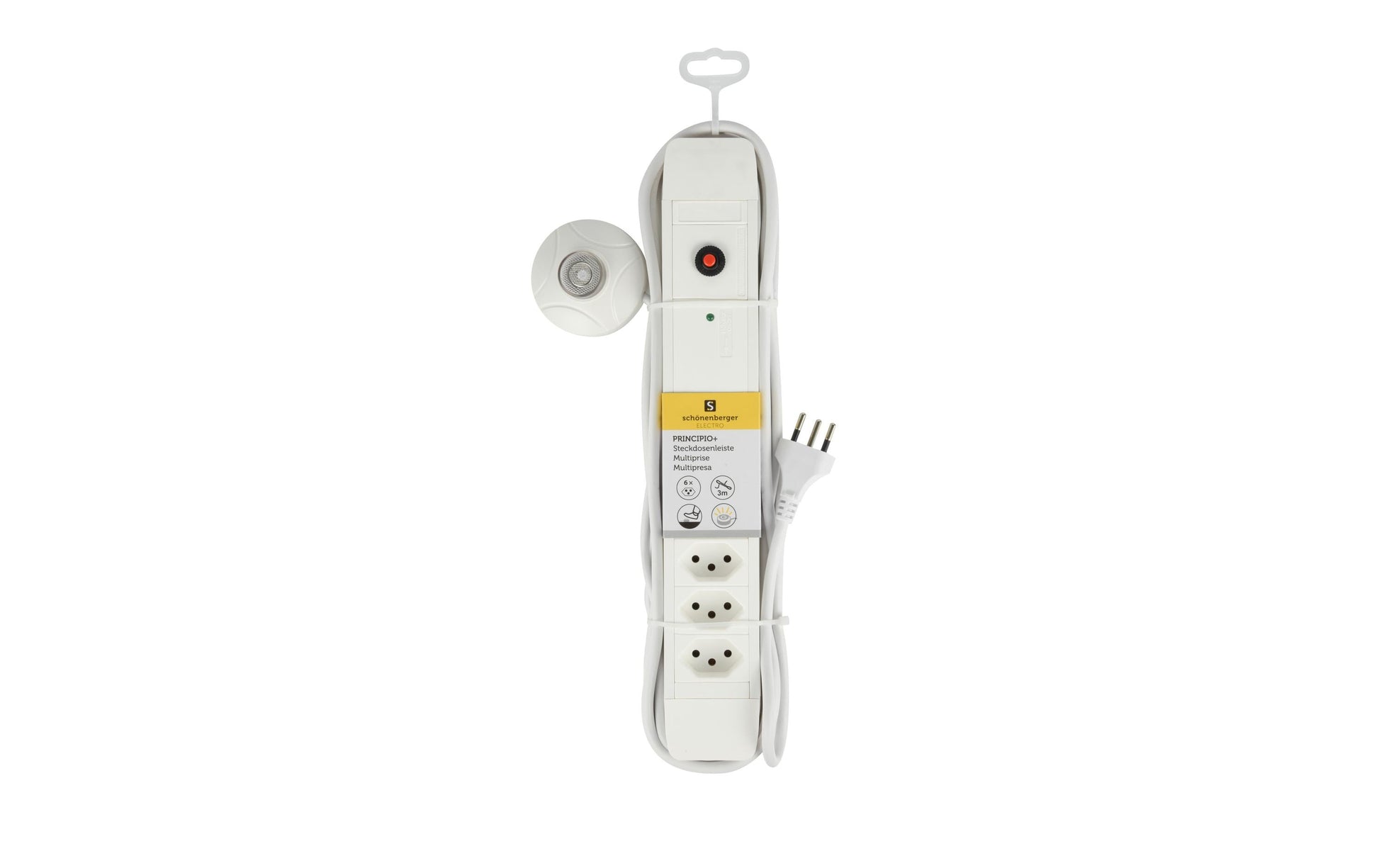 M. Schönenberger Steckdosenleiste – 6×T13, 3 m, Schalter, IP20