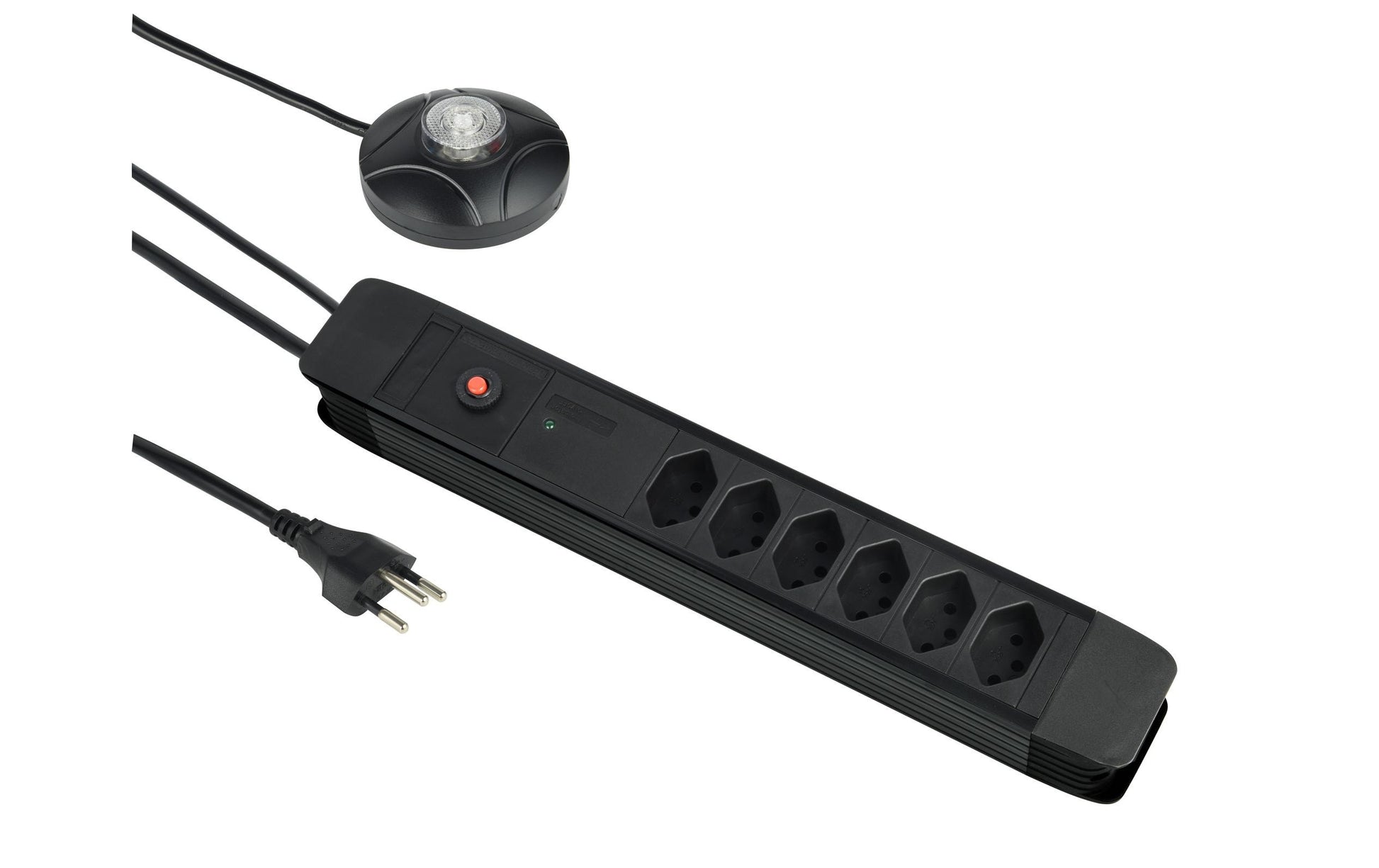 M. Schönenberger Standard Steckdosenleiste, 6×T13, 2×USB, mit Schalter, 3 m, Eingang T12 – Schwarz