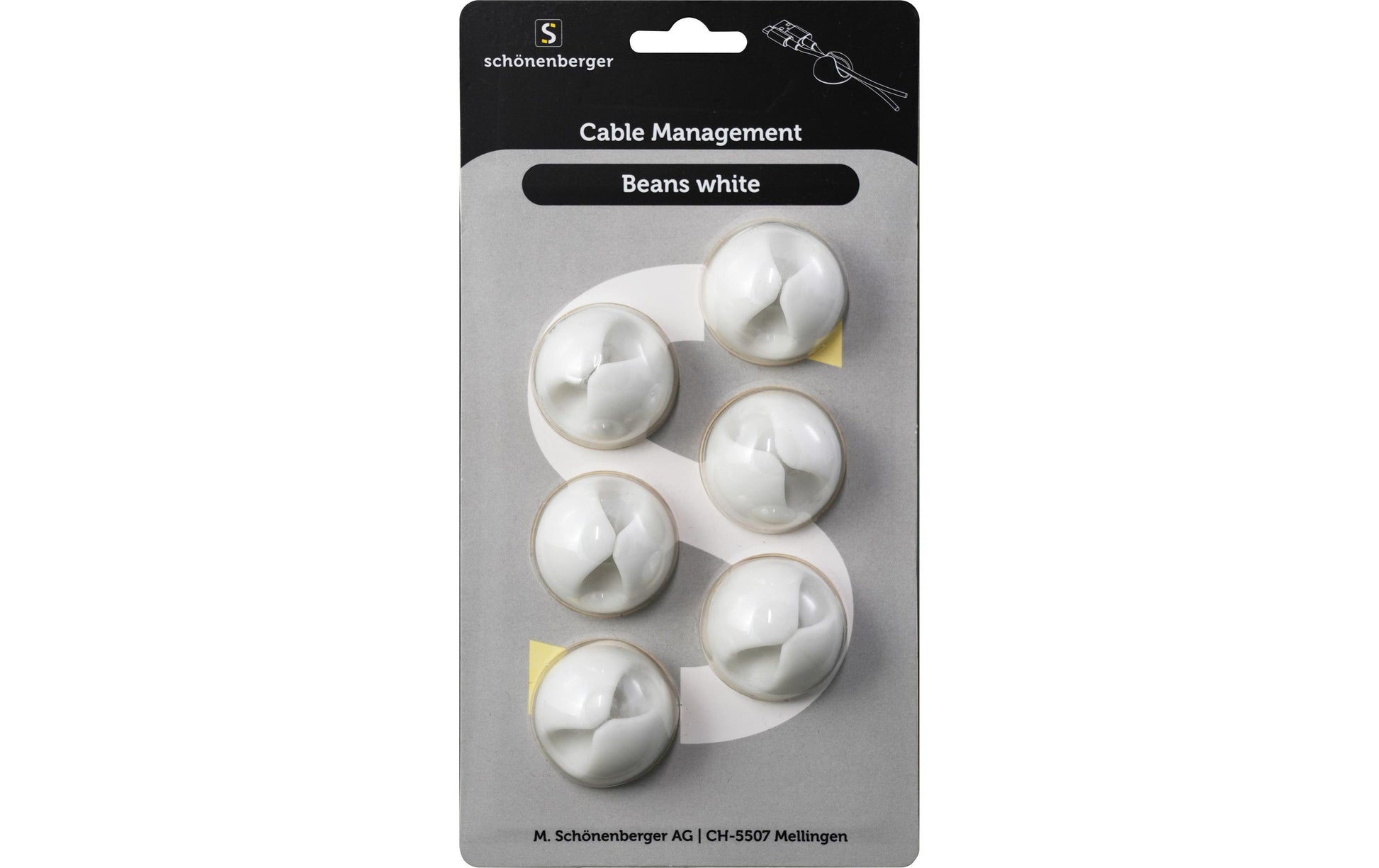 M. Schönenberger Kabelhalter, Kunststoff, 29×29×15 mm, 6er-Pack – weiss