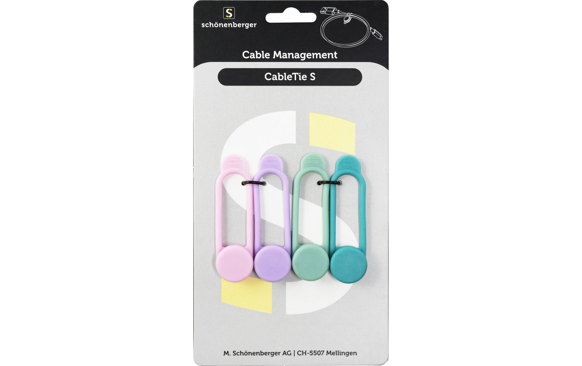 M. Schönenberger Schönenberger CableTie S – Kabelhalter, mehrfarbig, 4 Stück