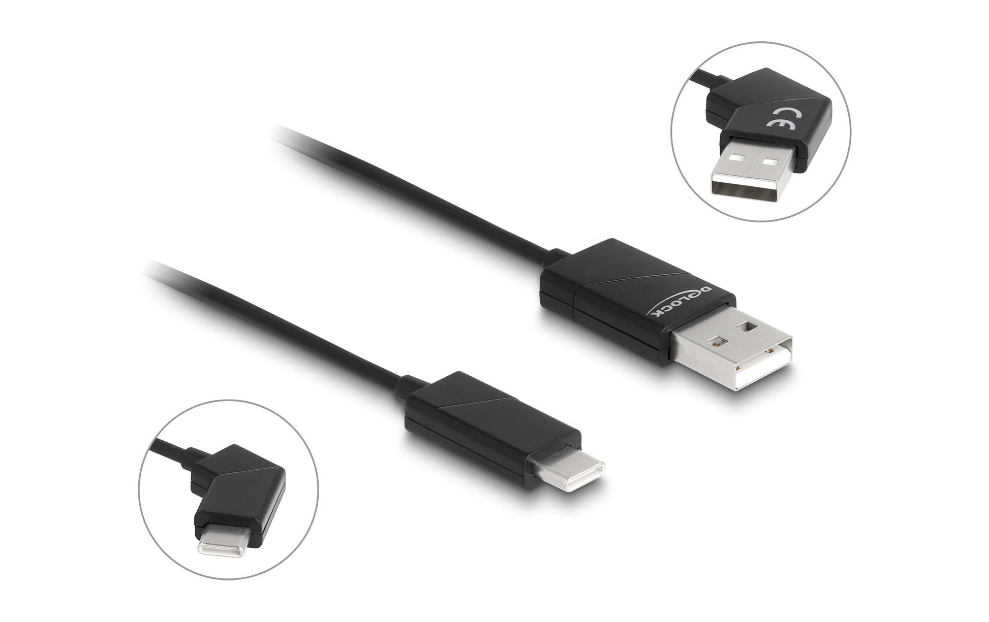 DeLOCK USB-A auf USB-C Kabel – USB 2.0 (480 Mbit/s) – 1,2 m – PD 60 W – Schwarz