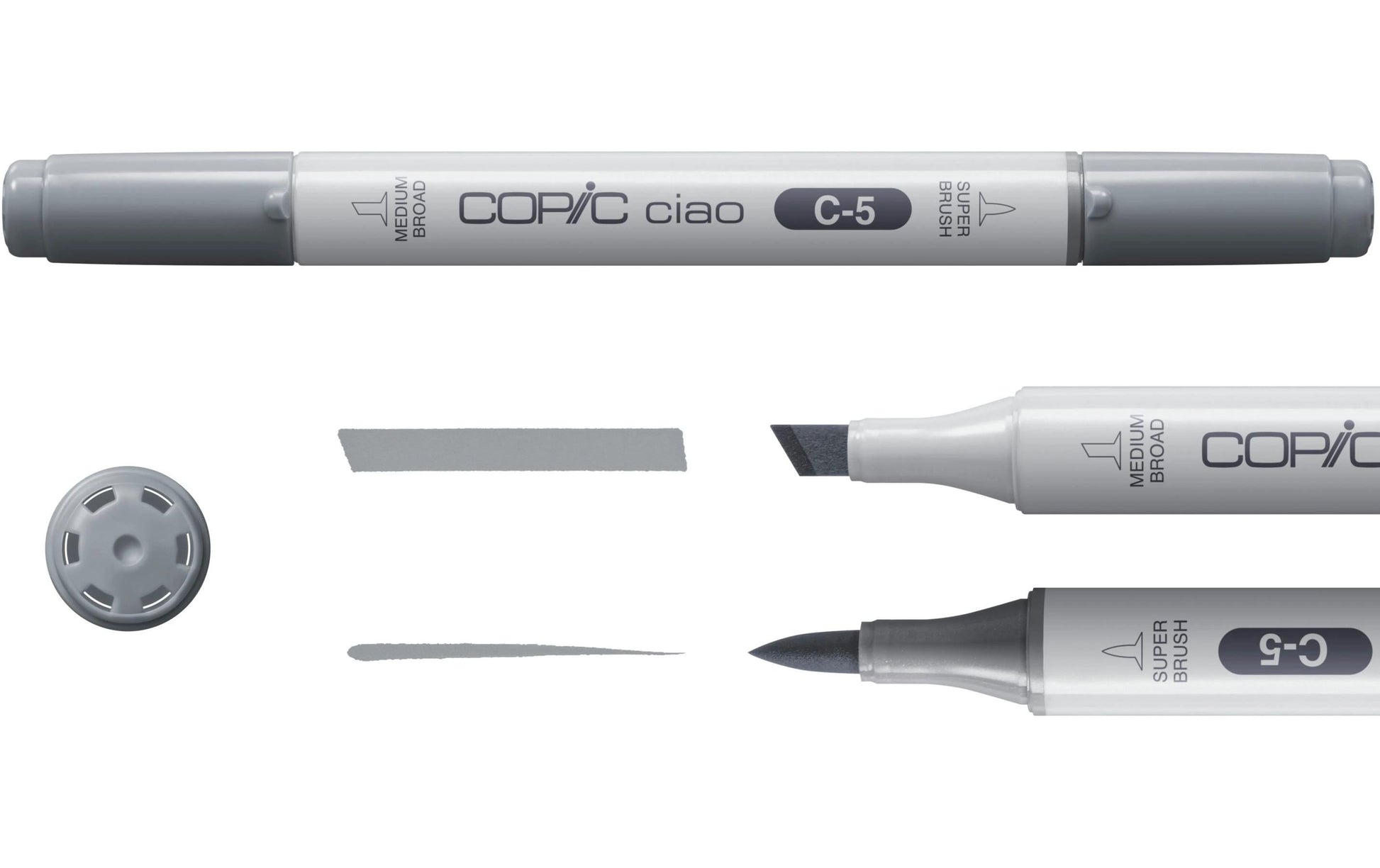 Copic Ciao Permanentmarker – Keil-/Pinselspitze – Coole Grautöne (grau, hellgrau), 6er-Set