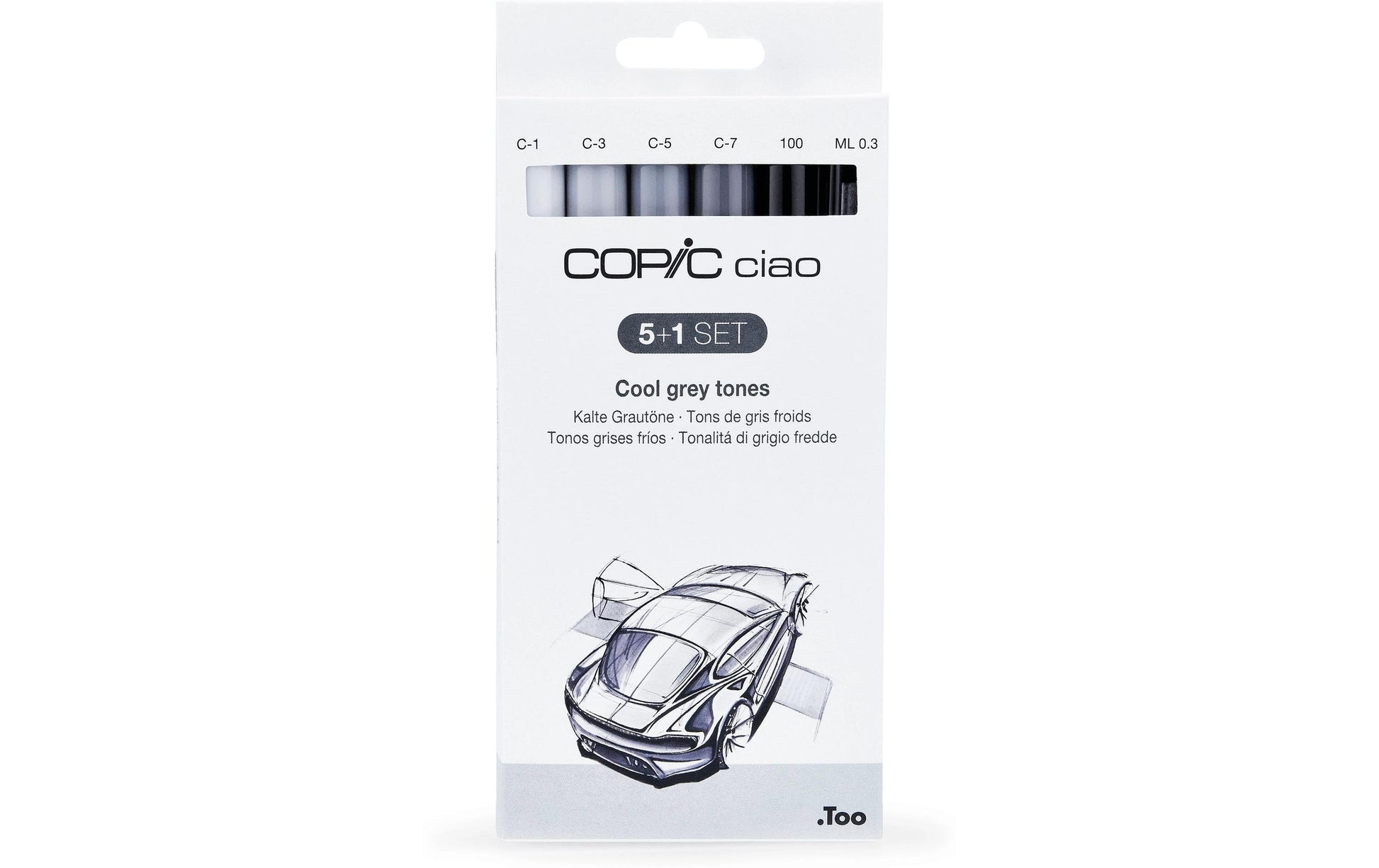 Copic Ciao Permanentmarker – Keil-/Pinselspitze – Coole Grautöne (grau, hellgrau), 6er-Set