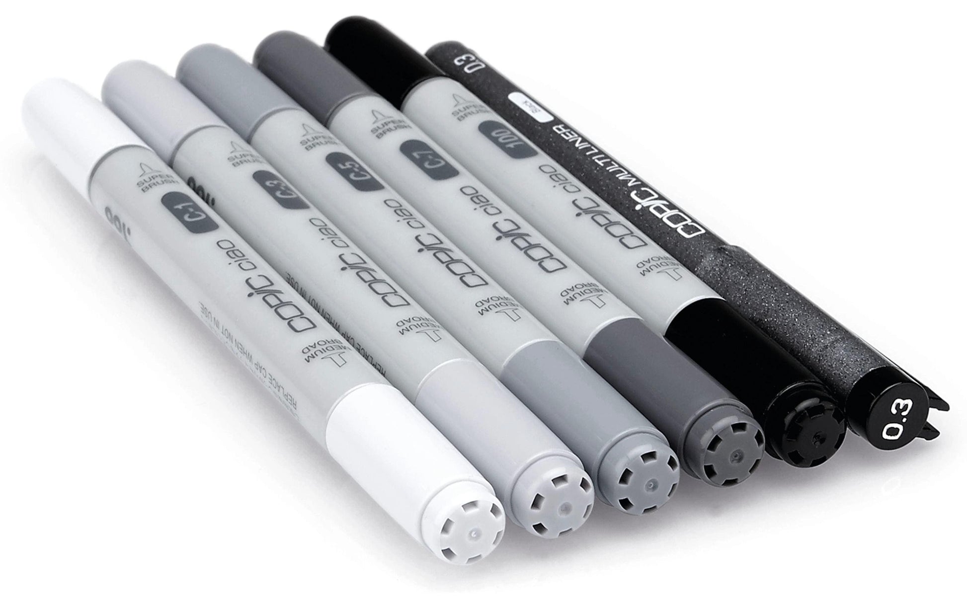Copic Ciao Permanentmarker – Keil-/Pinselspitze – Coole Grautöne (grau, hellgrau), 6er-Set