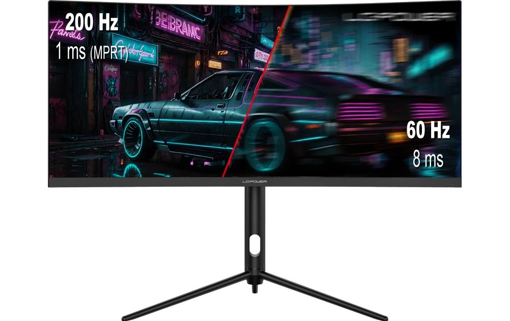 LC-Power LC-M30UWFC – Monitor, 29,5", VA, 200 Hz, 250 cd/m², Gebogen, FreeSync, VESA 100 × 100, Schwarz