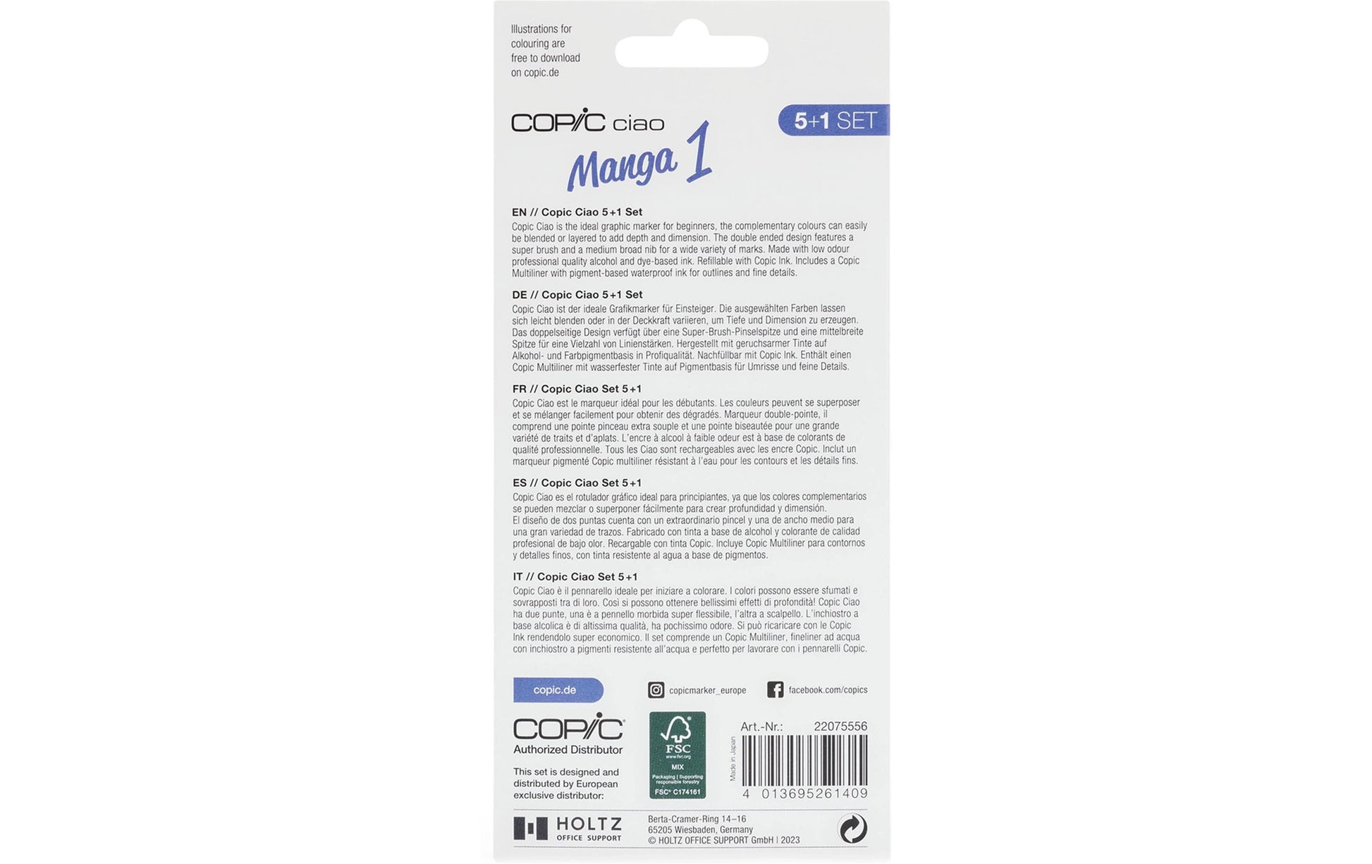 Copic Ciao Brush Pen – Doppelspitze, Kombi, alkoholbasiert, 6 Farben, Manga 1