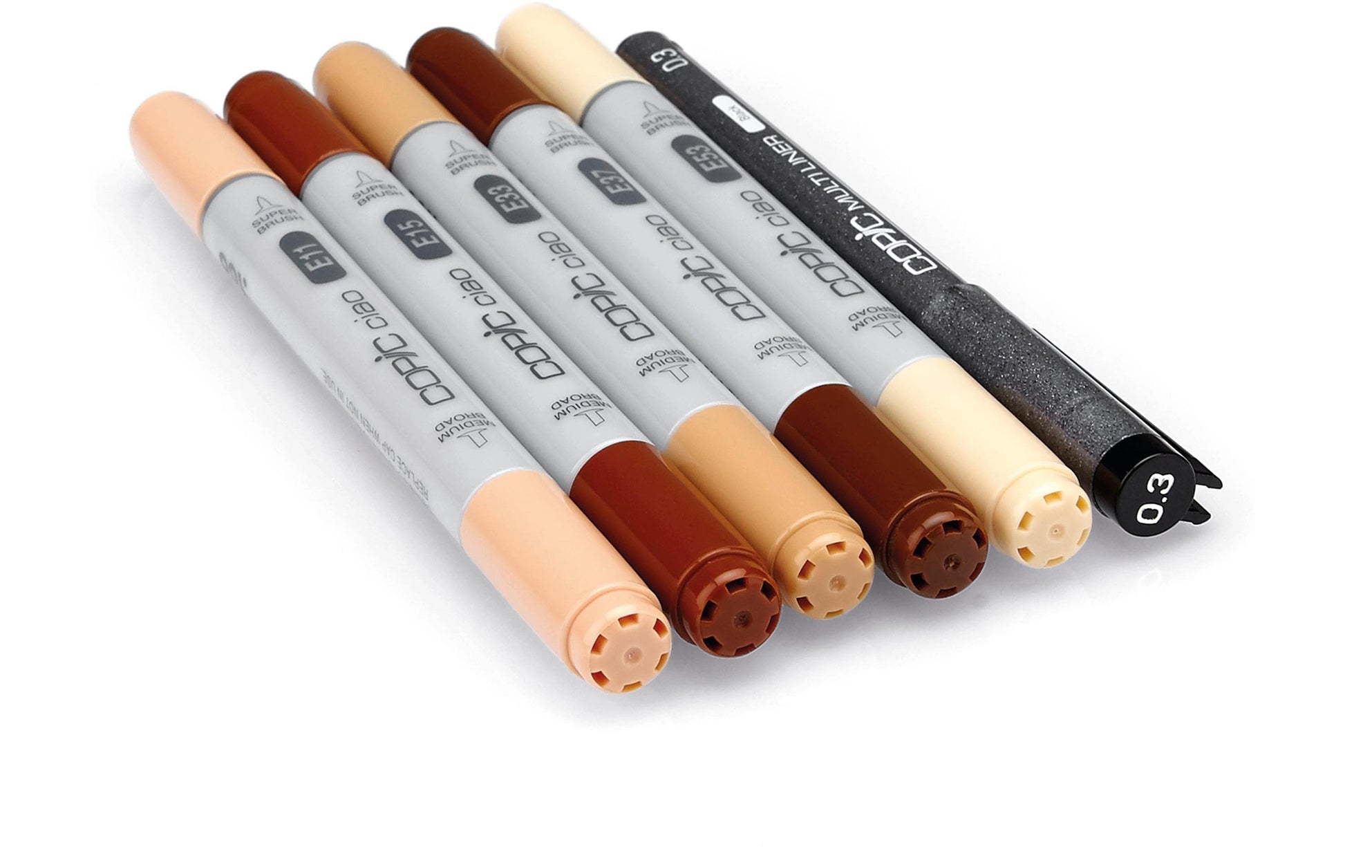 Copic Ciao Brush Pen, Doppelspitze – Pinsel + Keilspitze, alkoholbasiert, 6er Set