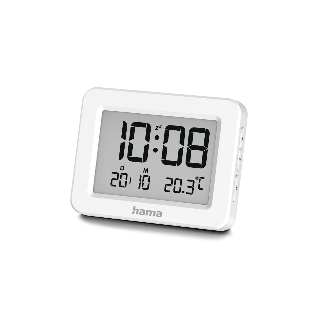 Hama Digitalwecker – Schlummerfunktion, Thermometer, 7 × 5,5 × 1,3 cm, Weiss