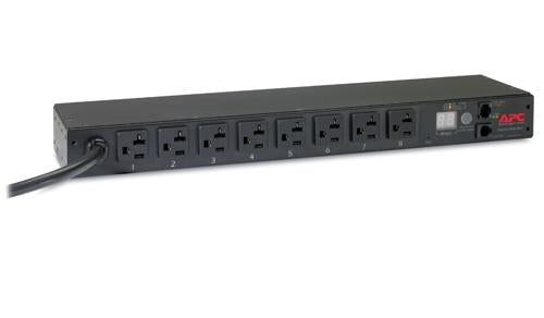 APC AP7801B PDU, Messgerät 1U – NEMA L5-20P Eingang, NEMA L5-20R×8, 120 V/20 A, 3,66 m Kabel, Schwarz