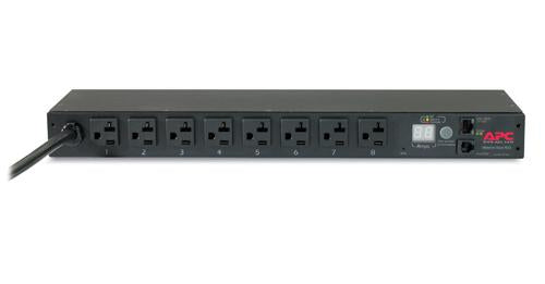 APC AP7801B PDU, Messgerät 1U – NEMA L5-20P Eingang, NEMA L5-20R×8, 120 V/20 A, 3,66 m Kabel, Schwarz